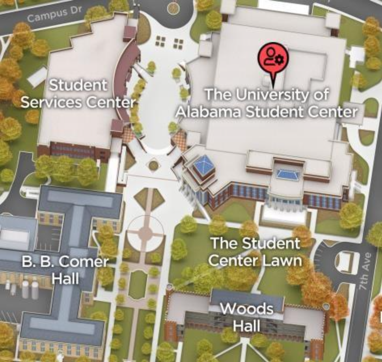 Location of the UA Student Center Map